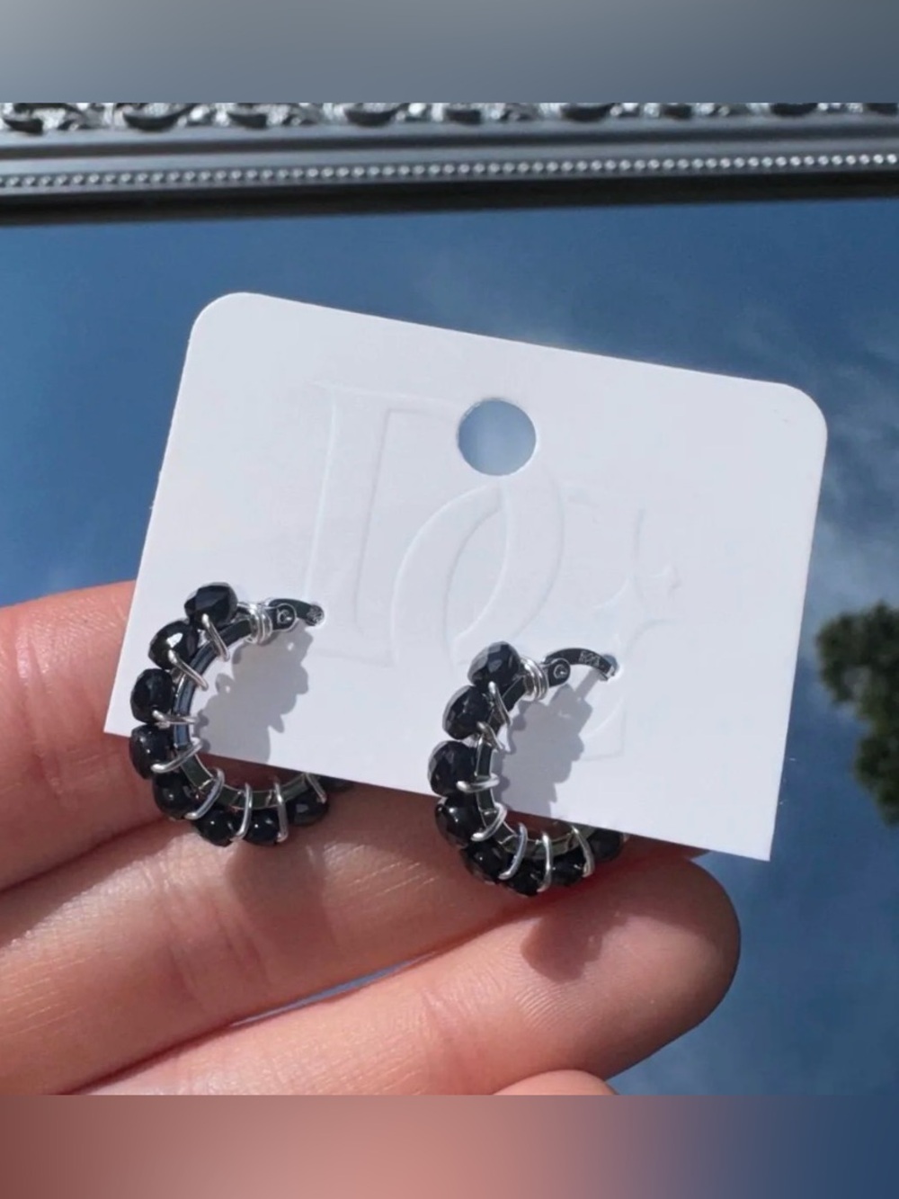 Black Spinel Huggie Hoops